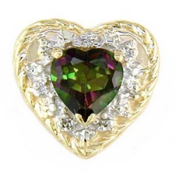 B1799 14K HEART SLIDE WITH HEART SHAPE MYSTIC FIRE AND DIAMONDS 